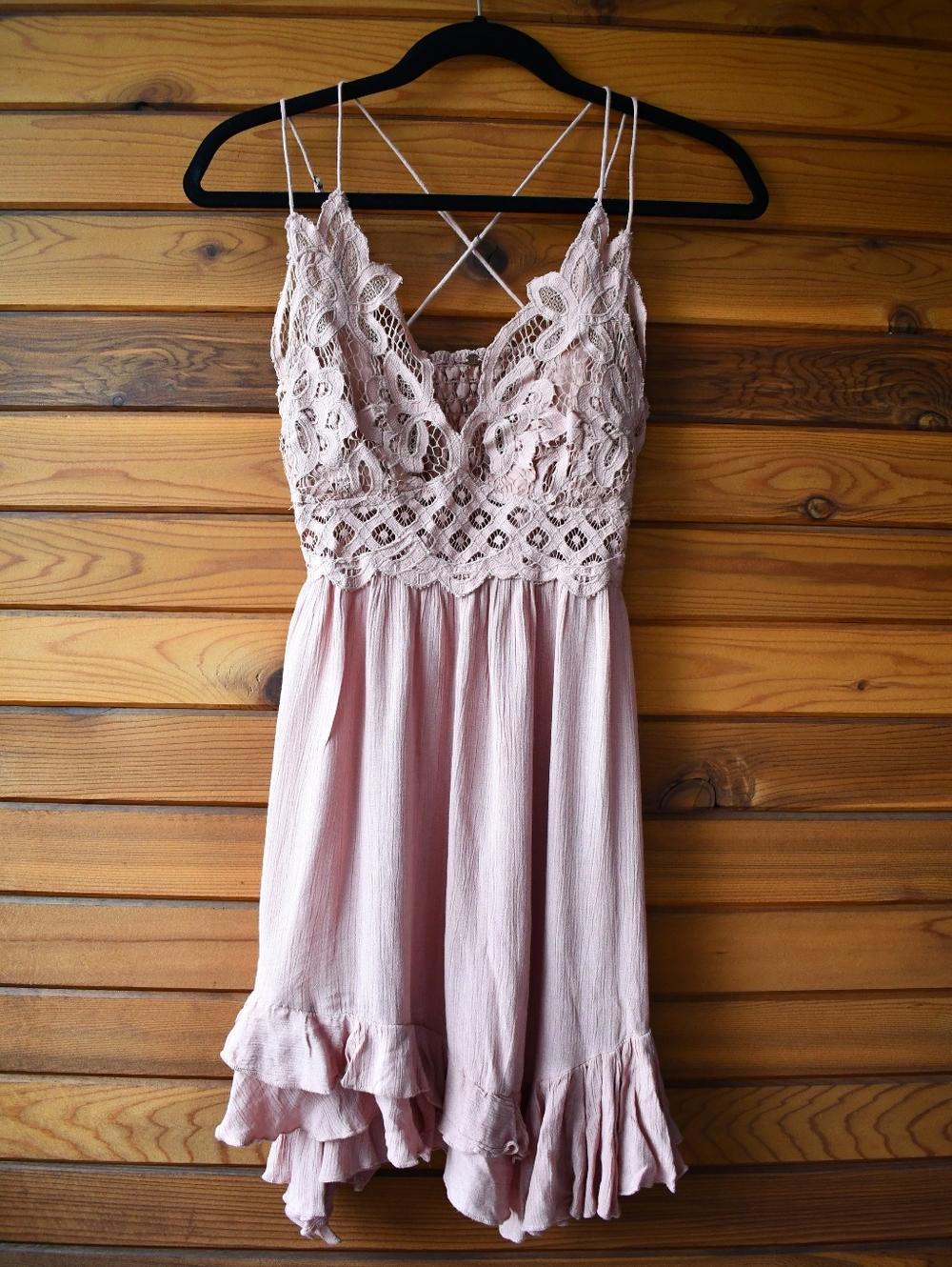 Free People Slip Dress Womens Rose Pink Mini Adella Lace Size Medium - Picture 2 of 8